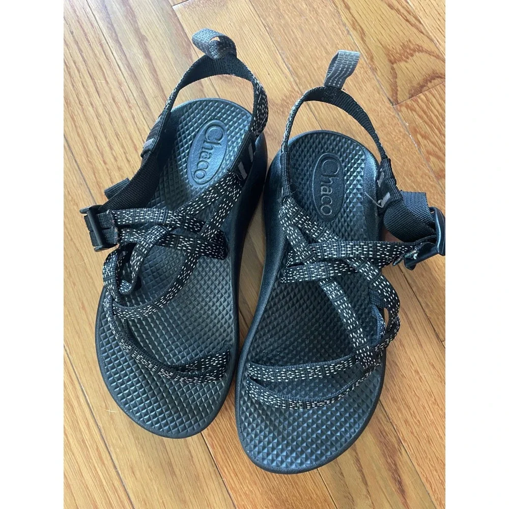 Chaco Kids Z1 Ecotread Sport Sandals Black White Strappy Size 2
